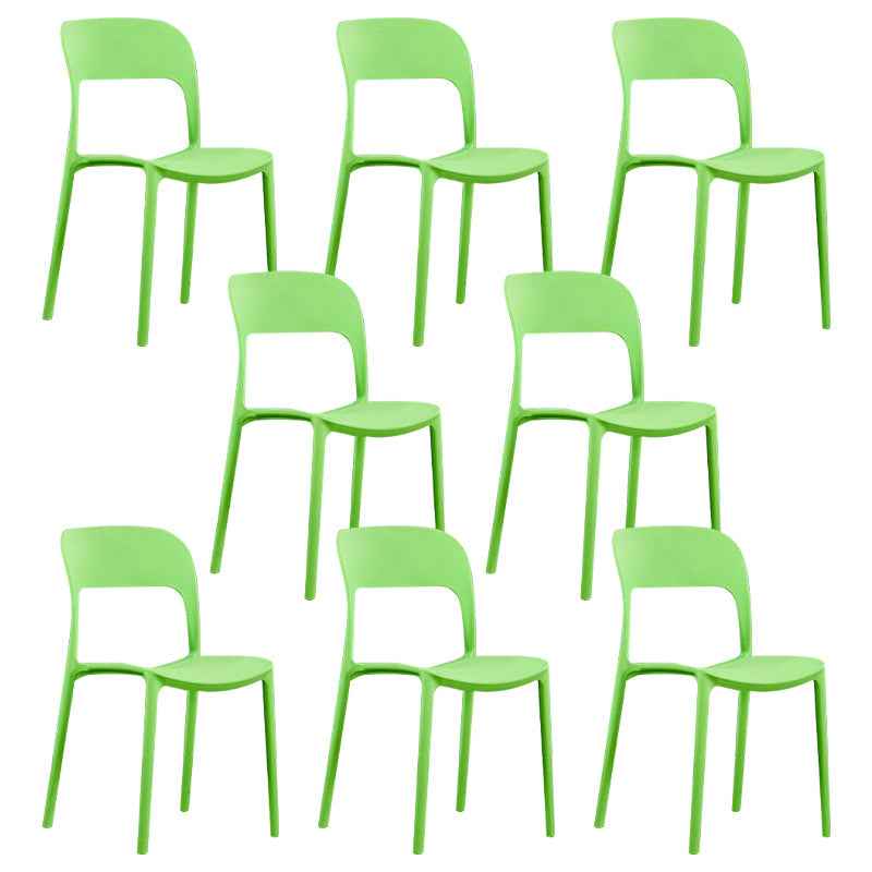 Scandinavian Armless Dining Chairs Plastic Indoor Open Back Side Chair Green 8 Piece Set Clearhalo ' kitchen&dining_furn' 'Dining Chairs' 'Dining Tables & Seating' 'dining_chair' 'furn' 'furn_dining_chair' 'Furniture' 'furniture_dining_chair' 'Kitchen & Dining Furniture' 'kitchen' 3779694