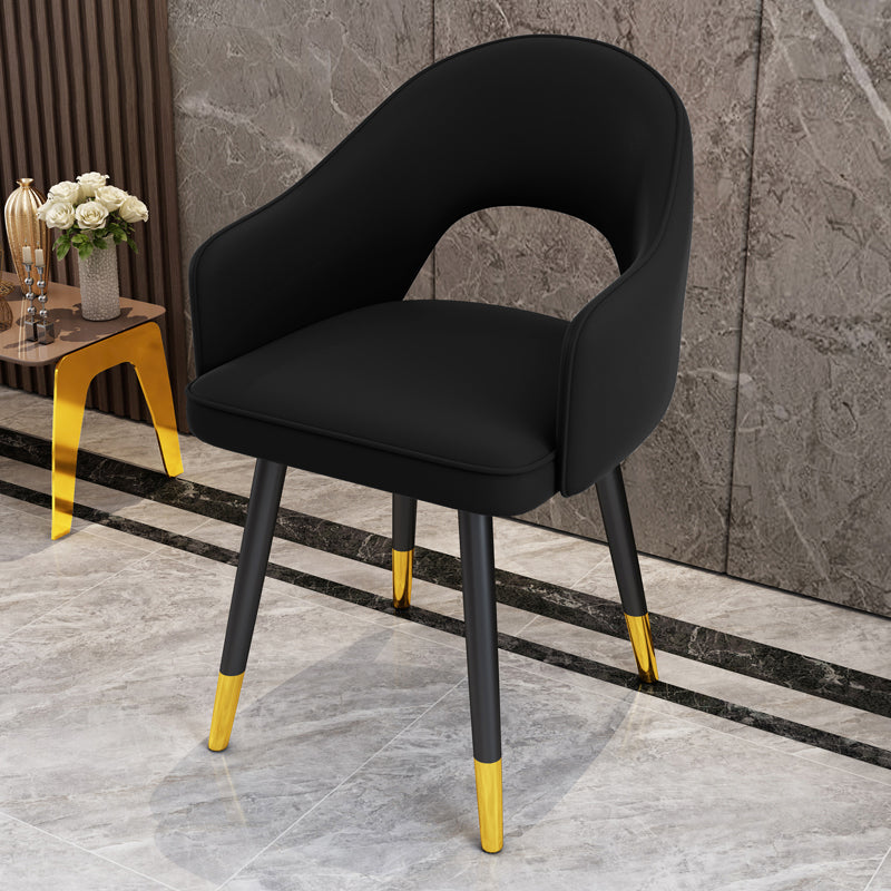 Scandinavian Style Metal Dining Chair Dining Room Open Back Dining Side Chair with Arm Black 1 Piece Clearhalo ' kitchen&dining_furn' 'Dining Chairs' 'Dining Tables & Seating' 'dining_chair' 'furn' 'furn_dining_chair' 'Furniture' 'furniture_dining_chair' 'Kitchen & Dining Furniture' 'kitchen' 3779696