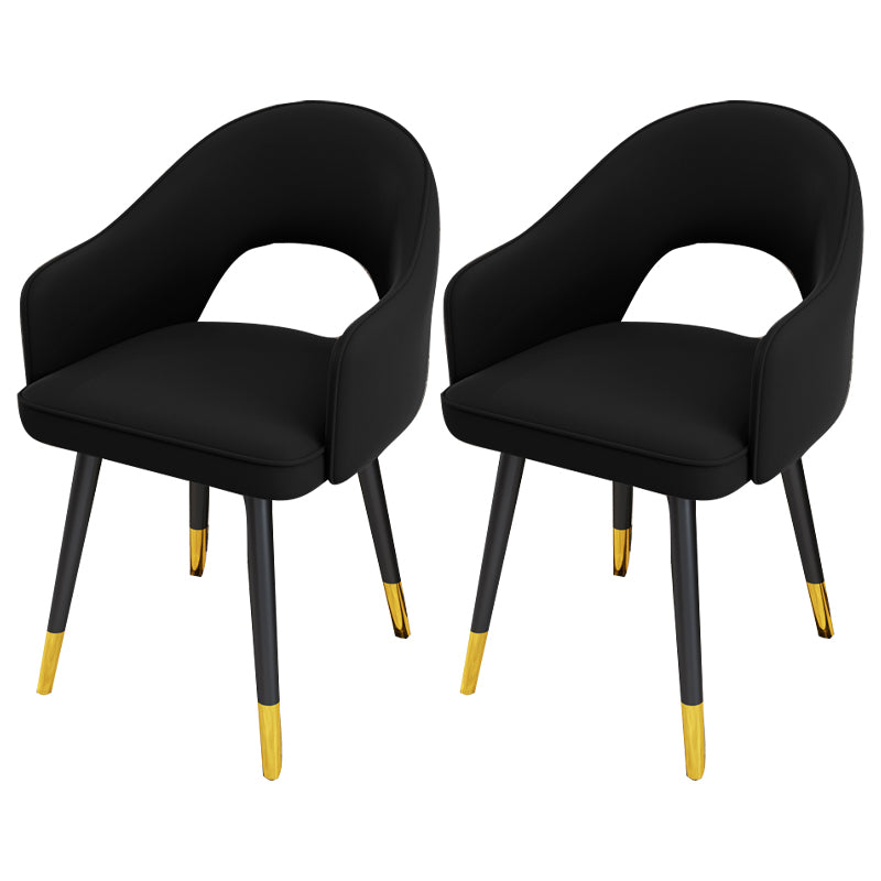 Scandinavian Style Metal Dining Chair Dining Room Open Back Dining Side Chair with Arm Black 2 Piece Set Clearhalo ' kitchen&dining_furn' 'Dining Chairs' 'Dining Tables & Seating' 'dining_chair' 'furn' 'furn_dining_chair' 'Furniture' 'furniture_dining_chair' 'Kitchen & Dining Furniture' 'kitchen' 3779698