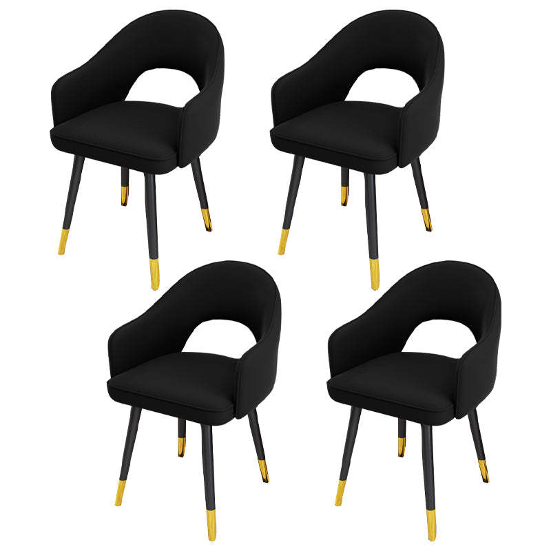 Scandinavian Style Metal Dining Chair Dining Room Open Back Dining Side Chair with Arm Black 4 Piece Set Clearhalo ' kitchen&dining_furn' 'Dining Chairs' 'Dining Tables & Seating' 'dining_chair' 'furn' 'furn_dining_chair' 'Furniture' 'furniture_dining_chair' 'Kitchen & Dining Furniture' 'kitchen' 3779699