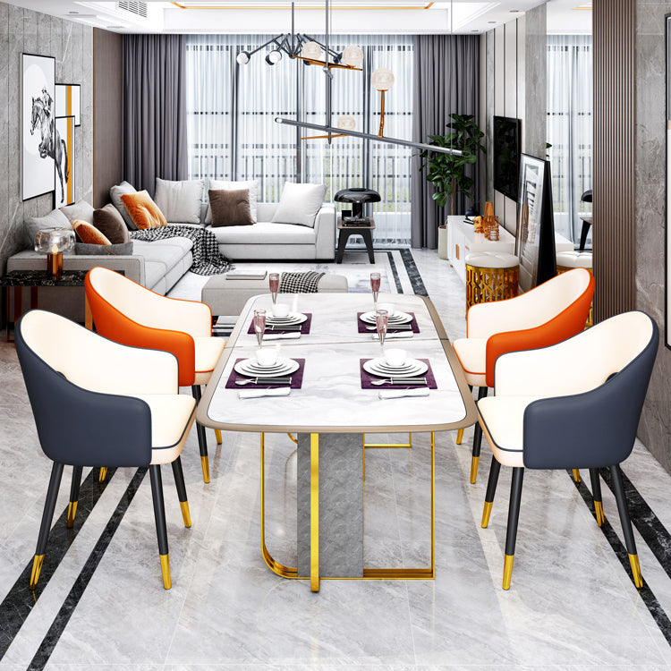 Scandinavian Style Metal Dining Chair Dining Room Open Back Dining Side Chair with Arm Clearhalo ' kitchen&dining_furn' 'Dining Chairs' 'Dining Tables & Seating' 'dining_chair' 'furn' 'furn_dining_chair' 'Furniture' 'furniture_dining_chair' 'Kitchen & Dining Furniture' 'kitchen' 3779700