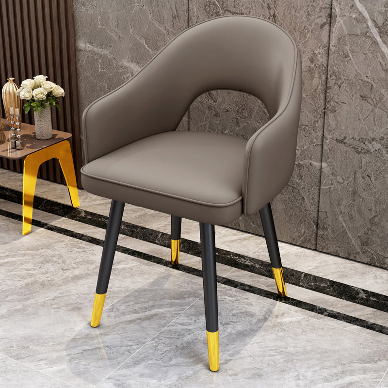 Scandinavian Style Metal Dining Chair Dining Room Open Back Dining Side Chair with Arm Dark Gray 1 Piece Clearhalo ' kitchen&dining_furn' 'Dining Chairs' 'Dining Tables & Seating' 'dining_chair' 'furn' 'furn_dining_chair' 'Furniture' 'furniture_dining_chair' 'Kitchen & Dining Furniture' 'kitchen' 3779701