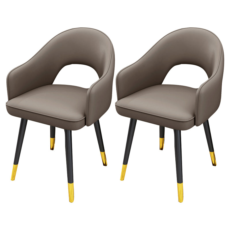 Scandinavian Style Metal Dining Chair Dining Room Open Back Dining Side Chair with Arm Dark Gray 2 Piece Set Clearhalo ' kitchen&dining_furn' 'Dining Chairs' 'Dining Tables & Seating' 'dining_chair' 'furn' 'furn_dining_chair' 'Furniture' 'furniture_dining_chair' 'Kitchen & Dining Furniture' 'kitchen' 3779704