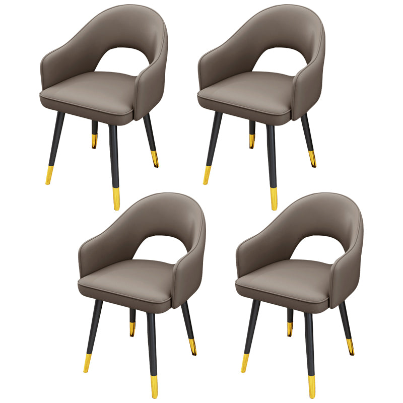 Scandinavian Style Metal Dining Chair Dining Room Open Back Dining Side Chair with Arm Dark Gray 4 Piece Set Clearhalo ' kitchen&dining_furn' 'Dining Chairs' 'Dining Tables & Seating' 'dining_chair' 'furn' 'furn_dining_chair' 'Furniture' 'furniture_dining_chair' 'Kitchen & Dining Furniture' 'kitchen' 3779706