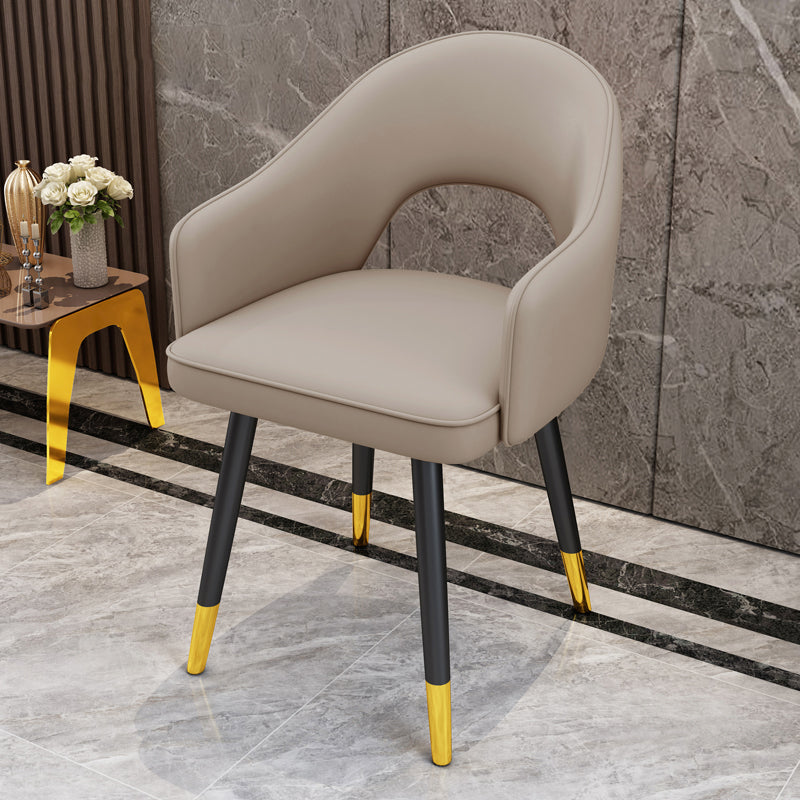 Scandinavian Style Metal Dining Chair Dining Room Open Back Dining Side Chair with Arm Light Gray 1 Piece Clearhalo ' kitchen&dining_furn' 'Dining Chairs' 'Dining Tables & Seating' 'dining_chair' 'furn' 'furn_dining_chair' 'Furniture' 'furniture_dining_chair' 'Kitchen & Dining Furniture' 'kitchen' 3779708