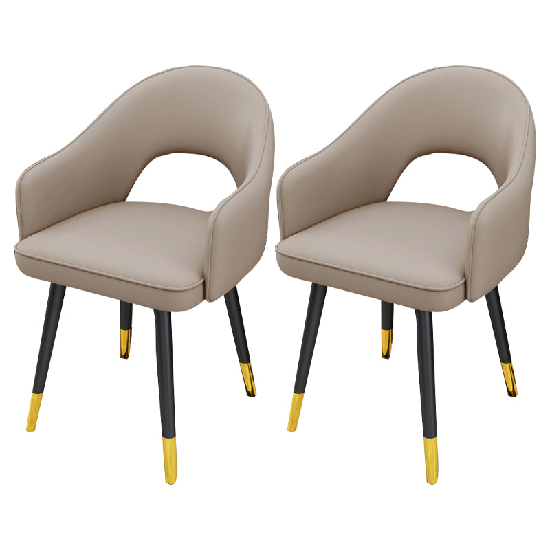 Scandinavian Style Metal Dining Chair Dining Room Open Back Dining Side Chair with Arm Light Gray 2 Piece Set Clearhalo ' kitchen&dining_furn' 'Dining Chairs' 'Dining Tables & Seating' 'dining_chair' 'furn' 'furn_dining_chair' 'Furniture' 'furniture_dining_chair' 'Kitchen & Dining Furniture' 'kitchen' 3779710