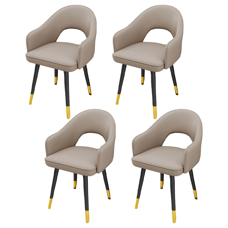 Scandinavian Style Metal Dining Chair Dining Room Open Back Dining Side Chair with Arm Light Gray 4 Piece Set Clearhalo ' kitchen&dining_furn' 'Dining Chairs' 'Dining Tables & Seating' 'dining_chair' 'furn' 'furn_dining_chair' 'Furniture' 'furniture_dining_chair' 'Kitchen & Dining Furniture' 'kitchen' 3779712