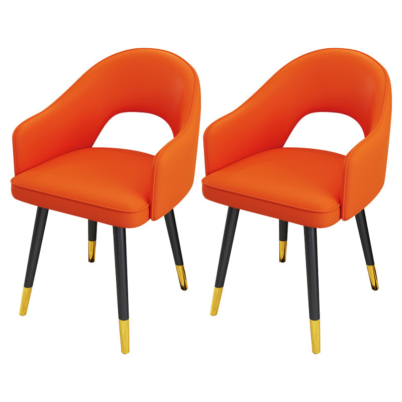 Scandinavian Style Metal Dining Chair Dining Room Open Back Dining Side Chair with Arm Orange 2 Piece Set Clearhalo ' kitchen&dining_furn' 'Dining Chairs' 'Dining Tables & Seating' 'dining_chair' 'furn' 'furn_dining_chair' 'Furniture' 'furniture_dining_chair' 'Kitchen & Dining Furniture' 'kitchen' 3779715