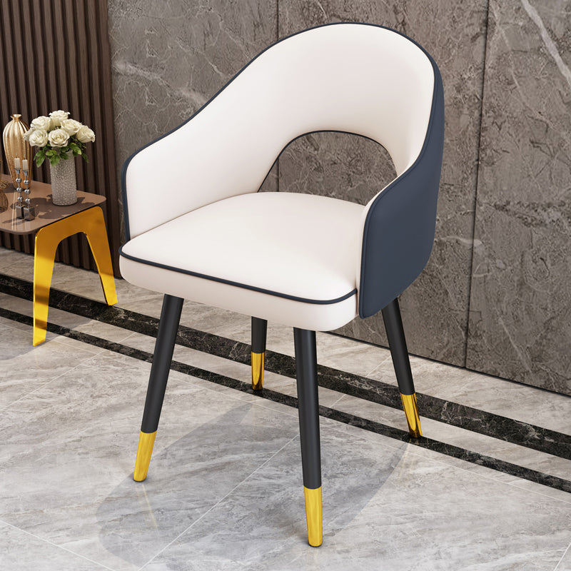 Scandinavian Style Metal Dining Chair Dining Room Open Back Dining Side Chair with Arm Blue-White 1 Piece Clearhalo ' kitchen&dining_furn' 'Dining Chairs' 'Dining Tables & Seating' 'dining_chair' 'furn' 'furn_dining_chair' 'Furniture' 'furniture_dining_chair' 'Kitchen & Dining Furniture' 'kitchen' 3779717