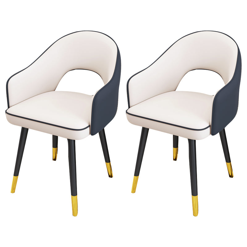 Scandinavian Style Metal Dining Chair Dining Room Open Back Dining Side Chair with Arm Blue-White 2 Piece Set Clearhalo ' kitchen&dining_furn' 'Dining Chairs' 'Dining Tables & Seating' 'dining_chair' 'furn' 'furn_dining_chair' 'Furniture' 'furniture_dining_chair' 'Kitchen & Dining Furniture' 'kitchen' 3779718