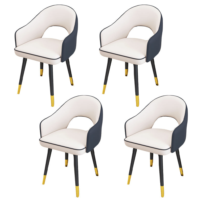 Scandinavian Style Metal Dining Chair Dining Room Open Back Dining Side Chair with Arm Blue-White 4 Piece Set Clearhalo ' kitchen&dining_furn' 'Dining Chairs' 'Dining Tables & Seating' 'dining_chair' 'furn' 'furn_dining_chair' 'Furniture' 'furniture_dining_chair' 'Kitchen & Dining Furniture' 'kitchen' 3779719