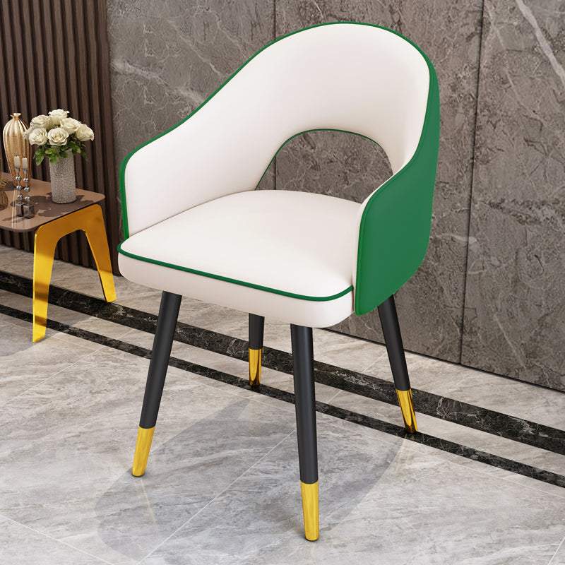 Scandinavian Style Metal Dining Chair Dining Room Open Back Dining Side Chair with Arm White-Green 1 Piece Clearhalo ' kitchen&dining_furn' 'Dining Chairs' 'Dining Tables & Seating' 'dining_chair' 'furn' 'furn_dining_chair' 'Furniture' 'furniture_dining_chair' 'Kitchen & Dining Furniture' 'kitchen' 3779720