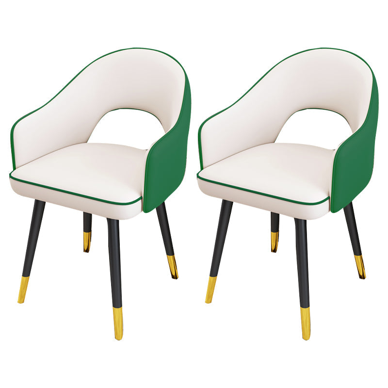 Scandinavian Style Metal Dining Chair Dining Room Open Back Dining Side Chair with Arm White-Green 2 Piece Set Clearhalo ' kitchen&dining_furn' 'Dining Chairs' 'Dining Tables & Seating' 'dining_chair' 'furn' 'furn_dining_chair' 'Furniture' 'furniture_dining_chair' 'Kitchen & Dining Furniture' 'kitchen' 3779721