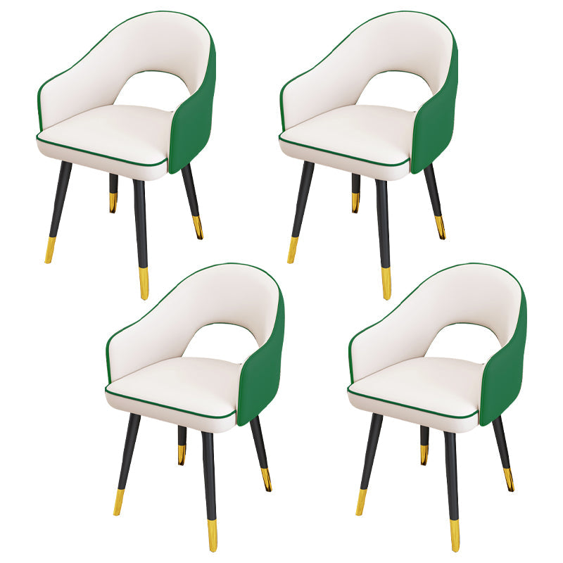 Scandinavian Style Metal Dining Chair Dining Room Open Back Dining Side Chair with Arm White-Green 4 Piece Set Clearhalo ' kitchen&dining_furn' 'Dining Chairs' 'Dining Tables & Seating' 'dining_chair' 'furn' 'furn_dining_chair' 'Furniture' 'furniture_dining_chair' 'Kitchen & Dining Furniture' 'kitchen' 3779722