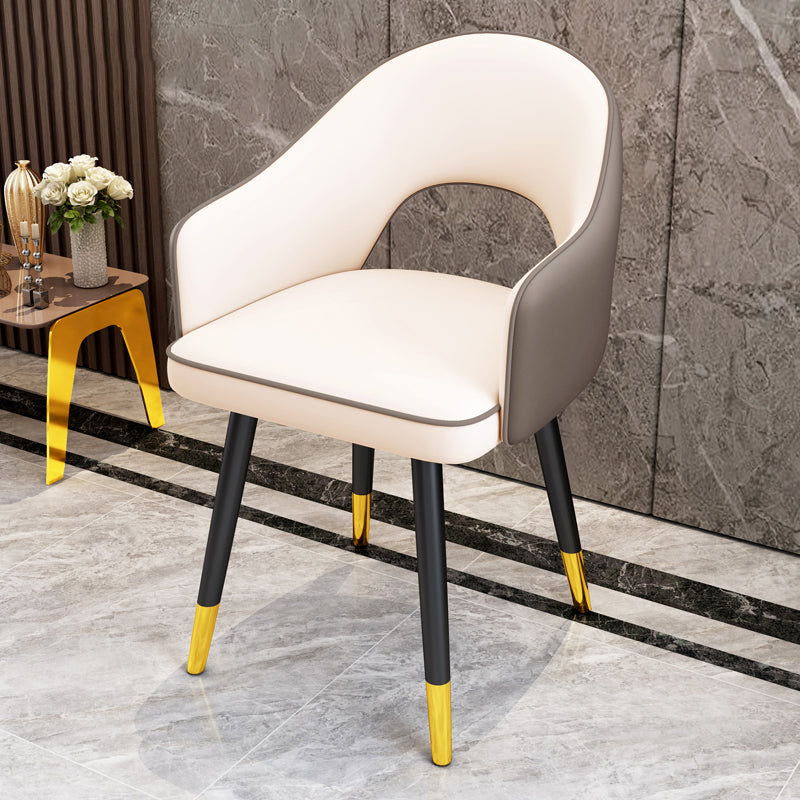 Scandinavian Style Metal Dining Chair Dining Room Open Back Dining Side Chair with Arm White-Gray 1 Piece Clearhalo ' kitchen&dining_furn' 'Dining Chairs' 'Dining Tables & Seating' 'dining_chair' 'furn' 'furn_dining_chair' 'Furniture' 'furniture_dining_chair' 'Kitchen & Dining Furniture' 'kitchen' 3779723