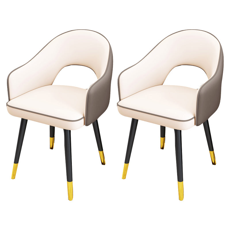 Scandinavian Style Metal Dining Chair Dining Room Open Back Dining Side Chair with Arm White-Gray 2 Piece Set Clearhalo ' kitchen&dining_furn' 'Dining Chairs' 'Dining Tables & Seating' 'dining_chair' 'furn' 'furn_dining_chair' 'Furniture' 'furniture_dining_chair' 'Kitchen & Dining Furniture' 'kitchen' 3779724