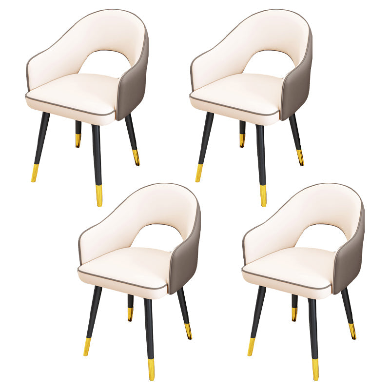 Scandinavian Style Metal Dining Chair Dining Room Open Back Dining Side Chair with Arm White-Gray 4 Piece Set Clearhalo ' kitchen&dining_furn' 'Dining Chairs' 'Dining Tables & Seating' 'dining_chair' 'furn' 'furn_dining_chair' 'Furniture' 'furniture_dining_chair' 'Kitchen & Dining Furniture' 'kitchen' 3779725