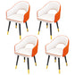 Scandinavian Style Metal Dining Chair Dining Room Open Back Dining Side Chair with Arm White-Saffron 4 Piece Set Clearhalo ' kitchen&dining_furn' 'Dining Chairs' 'Dining Tables & Seating' 'dining_chair' 'furn' 'furn_dining_chair' 'Furniture' 'furniture_dining_chair' 'Kitchen & Dining Furniture' 'kitchen' 3779728