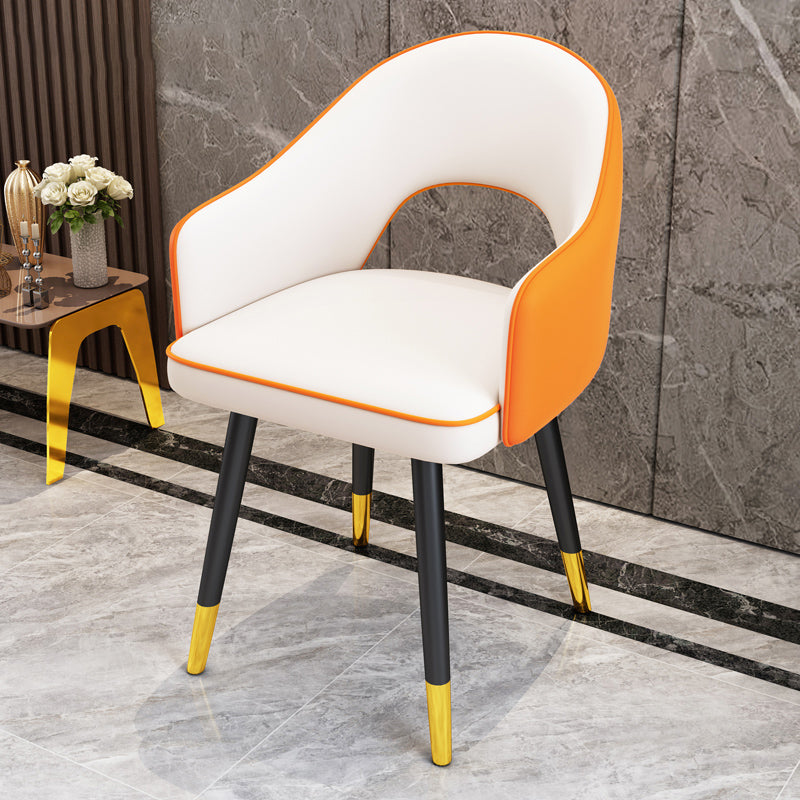 Scandinavian Style Metal Dining Chair Dining Room Open Back Dining Side Chair with Arm White-Yellow 1 Piece Clearhalo ' kitchen&dining_furn' 'Dining Chairs' 'Dining Tables & Seating' 'dining_chair' 'furn' 'furn_dining_chair' 'Furniture' 'furniture_dining_chair' 'Kitchen & Dining Furniture' 'kitchen' 3779732