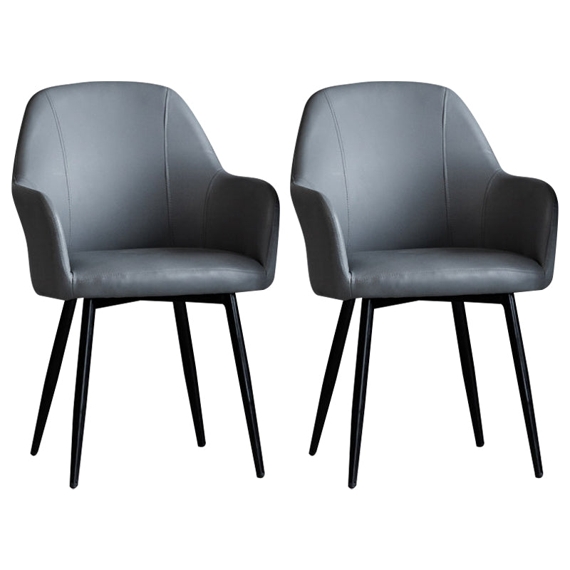 Contemporary Metal Dining Room Chairs Upholstered Armchair for Restaurant Use Grey 2 Piece Set Clearhalo ' kitchen&dining_furn' 'Dining Chairs' 'Dining Tables & Seating' 'dining_chair' 'furn' 'furn_dining_chair' 'Furniture' 'furniture_dining_chair' 'Kitchen & Dining Furniture' 'kitchen' 3779785