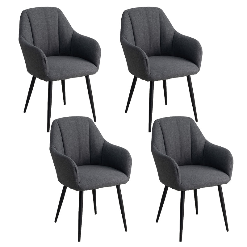 Contemporary Metal Dining Room Chairs Upholstered Armchair for Restaurant Use Dark Gray 4 Piece Set Clearhalo ' kitchen&dining_furn' 'Dining Chairs' 'Dining Tables & Seating' 'dining_chair' 'furn' 'furn_dining_chair' 'Furniture' 'furniture_dining_chair' 'Kitchen & Dining Furniture' 'kitchen' 3779792