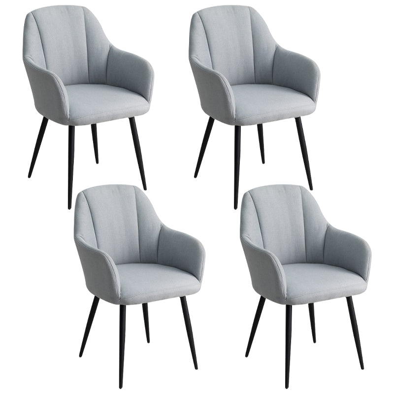 Contemporary Metal Dining Room Chairs Upholstered Armchair for Restaurant Use Light Gray 4 Piece Set Clearhalo ' kitchen&dining_furn' 'Dining Chairs' 'Dining Tables & Seating' 'dining_chair' 'furn' 'furn_dining_chair' 'Furniture' 'furniture_dining_chair' 'Kitchen & Dining Furniture' 'kitchen' 3779798