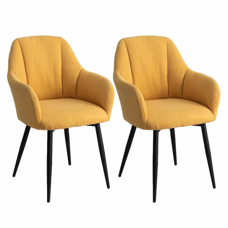 Contemporary Metal Dining Room Chairs Upholstered Armchair for Restaurant Use Yellow 2 Piece Set Clearhalo ' kitchen&dining_furn' 'Dining Chairs' 'Dining Tables & Seating' 'dining_chair' 'furn' 'furn_dining_chair' 'Furniture' 'furniture_dining_chair' 'Kitchen & Dining Furniture' 'kitchen' 3779803