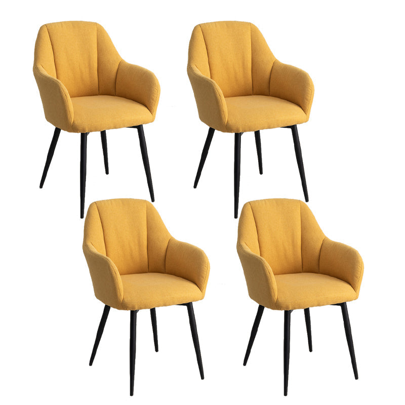 Contemporary Metal Dining Room Chairs Upholstered Armchair for Restaurant Use Yellow 4 Piece Set Clearhalo ' kitchen&dining_furn' 'Dining Chairs' 'Dining Tables & Seating' 'dining_chair' 'furn' 'furn_dining_chair' 'Furniture' 'furniture_dining_chair' 'Kitchen & Dining Furniture' 'kitchen' 3779805