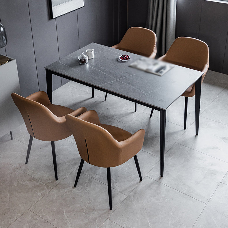 Contemporary Metal Dining Room Chairs Upholstered Armchair for Restaurant Use Clearhalo ' kitchen&dining_furn' 'Dining Chairs' 'Dining Tables & Seating' 'dining_chair' 'furn' 'furn_dining_chair' 'Furniture' 'furniture_dining_chair' 'Kitchen & Dining Furniture' 'kitchen' 3779808