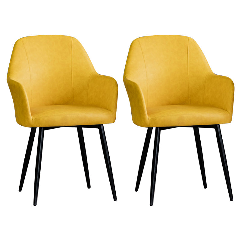 Contemporary Metal Dining Room Chairs Upholstered Armchair for Restaurant Use Light Yellow 2 Piece Set Clearhalo ' kitchen&dining_furn' 'Dining Chairs' 'Dining Tables & Seating' 'dining_chair' 'furn' 'furn_dining_chair' 'Furniture' 'furniture_dining_chair' 'Kitchen & Dining Furniture' 'kitchen' 3779809