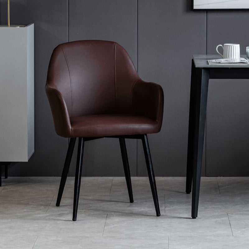 Contemporary Metal Dining Room Chairs Upholstered Armchair for Restaurant Use Burgundy 1 Piece Clearhalo ' kitchen&dining_furn' 'Dining Chairs' 'Dining Tables & Seating' 'dining_chair' 'furn' 'furn_dining_chair' 'Furniture' 'furniture_dining_chair' 'Kitchen & Dining Furniture' 'kitchen' 3779812