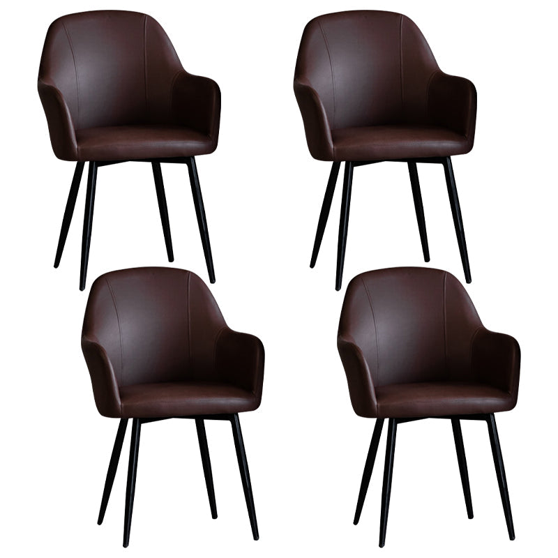 Contemporary Metal Dining Room Chairs Upholstered Armchair for Restaurant Use Burgundy 4 Piece Set Clearhalo ' kitchen&dining_furn' 'Dining Chairs' 'Dining Tables & Seating' 'dining_chair' 'furn' 'furn_dining_chair' 'Furniture' 'furniture_dining_chair' 'Kitchen & Dining Furniture' 'kitchen' 3779814
