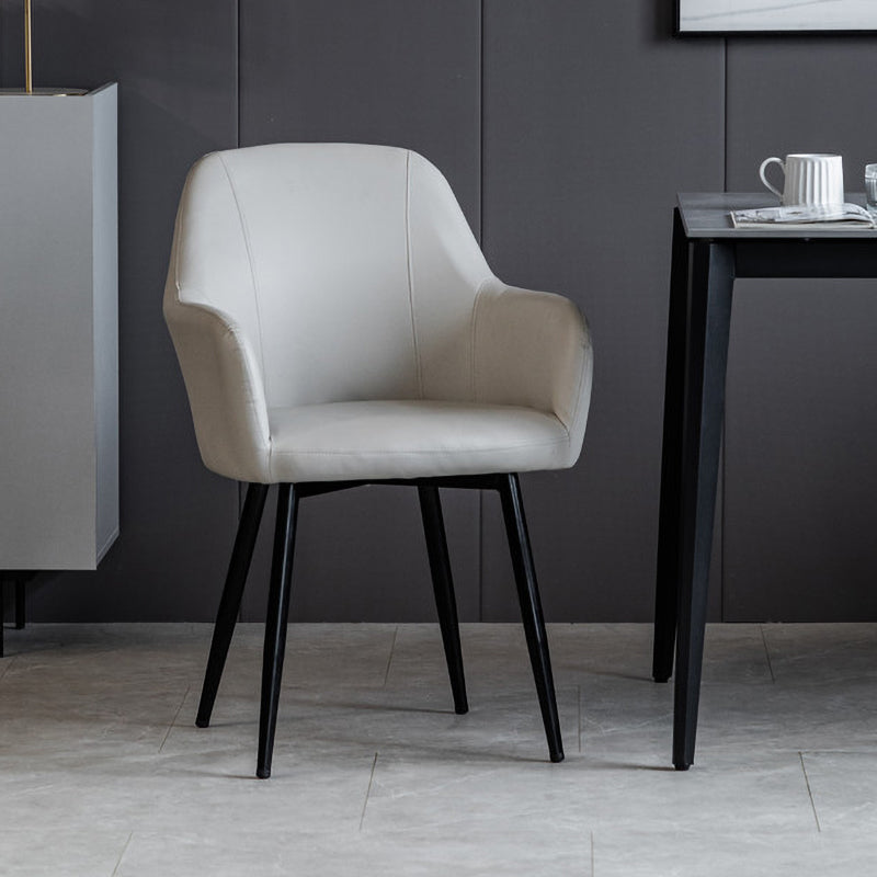 Contemporary Metal Dining Room Chairs Upholstered Armchair for Restaurant Use Gray-White 1 Piece Clearhalo ' kitchen&dining_furn' 'Dining Chairs' 'Dining Tables & Seating' 'dining_chair' 'furn' 'furn_dining_chair' 'Furniture' 'furniture_dining_chair' 'Kitchen & Dining Furniture' 'kitchen' 3779815