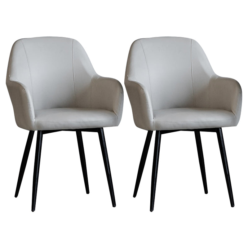 Contemporary Metal Dining Room Chairs Upholstered Armchair for Restaurant Use Gray-White 2 Piece Set Clearhalo ' kitchen&dining_furn' 'Dining Chairs' 'Dining Tables & Seating' 'dining_chair' 'furn' 'furn_dining_chair' 'Furniture' 'furniture_dining_chair' 'Kitchen & Dining Furniture' 'kitchen' 3779816
