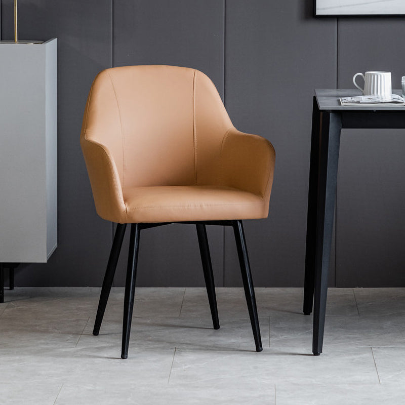 Contemporary Metal Dining Room Chairs Upholstered Armchair for Restaurant Use Light Coffee 1 Piece Clearhalo ' kitchen&dining_furn' 'Dining Chairs' 'Dining Tables & Seating' 'dining_chair' 'furn' 'furn_dining_chair' 'Furniture' 'furniture_dining_chair' 'Kitchen & Dining Furniture' 'kitchen' 3779818