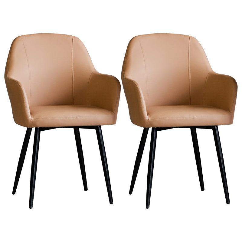 Contemporary Metal Dining Room Chairs Upholstered Armchair for Restaurant Use Light Coffee 2 Piece Set Clearhalo ' kitchen&dining_furn' 'Dining Chairs' 'Dining Tables & Seating' 'dining_chair' 'furn' 'furn_dining_chair' 'Furniture' 'furniture_dining_chair' 'Kitchen & Dining Furniture' 'kitchen' 3779819