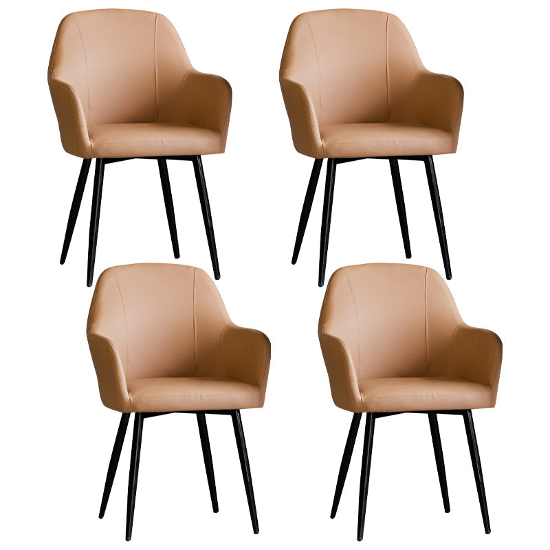 Contemporary Metal Dining Room Chairs Upholstered Armchair for Restaurant Use Light Coffee 4 Piece Set Clearhalo ' kitchen&dining_furn' 'Dining Chairs' 'Dining Tables & Seating' 'dining_chair' 'furn' 'furn_dining_chair' 'Furniture' 'furniture_dining_chair' 'Kitchen & Dining Furniture' 'kitchen' 3779820