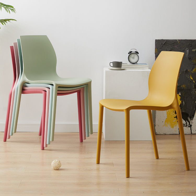 Scandinavian Armless Dining Chairs Plastic Indoor Stackable Solid Back Side Chair Clearhalo ' kitchen&dining_furn' 'Dining Chairs' 'Dining Tables & Seating' 'dining_chair' 'furn' 'furn_dining_chair' 'Furniture' 'furniture_dining_chair' 'Kitchen & Dining Furniture' 'kitchen' 3779821