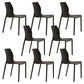 Scandinavian Armless Dining Chairs Plastic Indoor Stackable Solid Back Side Chair Black 8 Piece Set Clearhalo ' kitchen&dining_furn' 'Dining Chairs' 'Dining Tables & Seating' 'dining_chair' 'furn' 'furn_dining_chair' 'Furniture' 'furniture_dining_chair' 'Kitchen & Dining Furniture' 'kitchen' 3779824