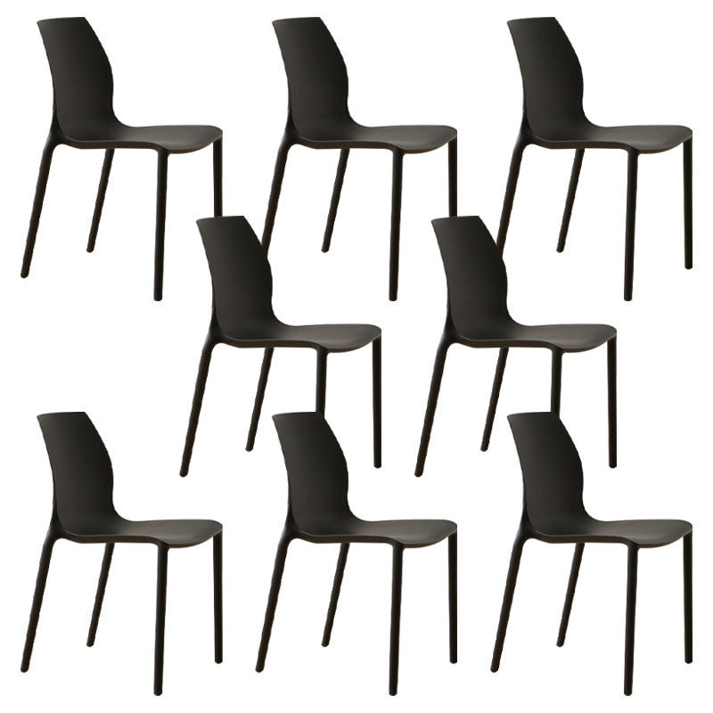 Scandinavian Armless Dining Chairs Plastic Indoor Stackable Solid Back Side Chair Black 8 Piece Set Clearhalo ' kitchen&dining_furn' 'Dining Chairs' 'Dining Tables & Seating' 'dining_chair' 'furn' 'furn_dining_chair' 'Furniture' 'furniture_dining_chair' 'Kitchen & Dining Furniture' 'kitchen' 3779824