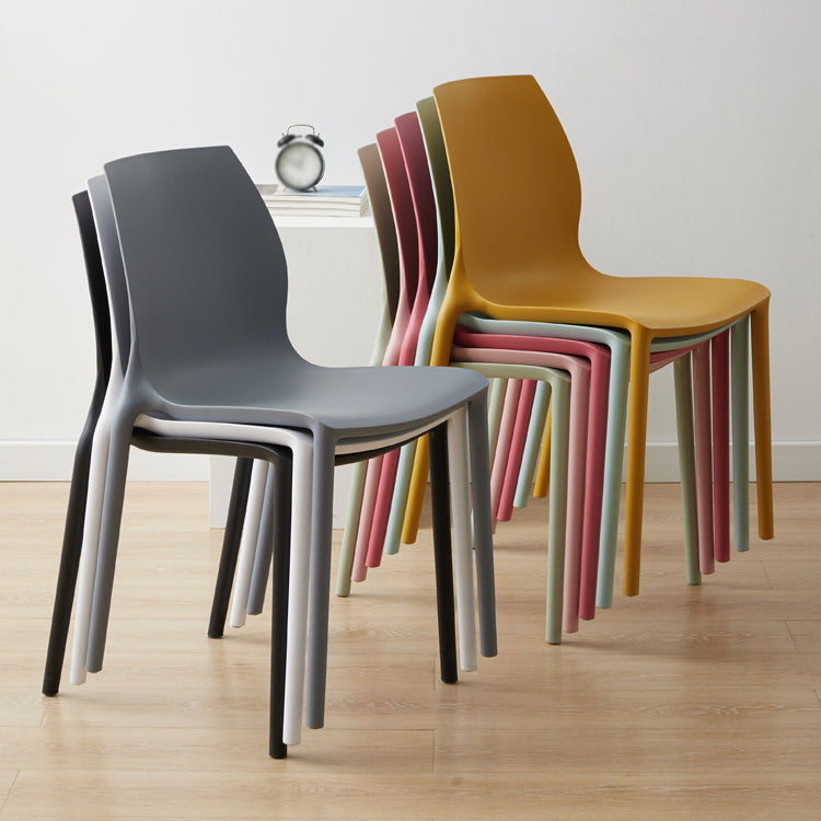 Scandinavian Armless Dining Chairs Plastic Indoor Stackable Solid Back Side Chair Clearhalo ' kitchen&dining_furn' 'Dining Chairs' 'Dining Tables & Seating' 'dining_chair' 'furn' 'furn_dining_chair' 'Furniture' 'furniture_dining_chair' 'Kitchen & Dining Furniture' 'kitchen' 3779825