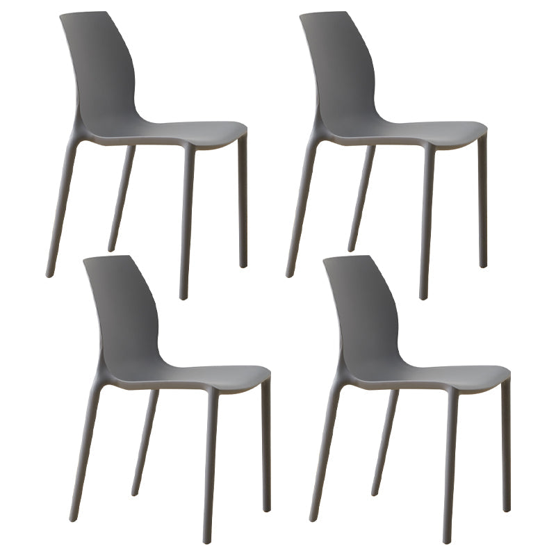 Scandinavian Armless Dining Chairs Plastic Indoor Stackable Solid Back Side Chair Light Gray 4 Piece Set Clearhalo ' kitchen&dining_furn' 'Dining Chairs' 'Dining Tables & Seating' 'dining_chair' 'furn' 'furn_dining_chair' 'Furniture' 'furniture_dining_chair' 'Kitchen & Dining Furniture' 'kitchen' 3779826