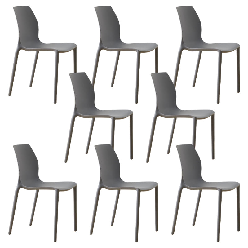 Scandinavian Armless Dining Chairs Plastic Indoor Stackable Solid Back Side Chair Light Gray 8 Piece Set Clearhalo ' kitchen&dining_furn' 'Dining Chairs' 'Dining Tables & Seating' 'dining_chair' 'furn' 'furn_dining_chair' 'Furniture' 'furniture_dining_chair' 'Kitchen & Dining Furniture' 'kitchen' 3779828