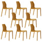Scandinavian Armless Dining Chairs Plastic Indoor Stackable Solid Back Side Chair Yellow 8 Piece Set Clearhalo ' kitchen&dining_furn' 'Dining Chairs' 'Dining Tables & Seating' 'dining_chair' 'furn' 'furn_dining_chair' 'Furniture' 'furniture_dining_chair' 'Kitchen & Dining Furniture' 'kitchen' 3779836