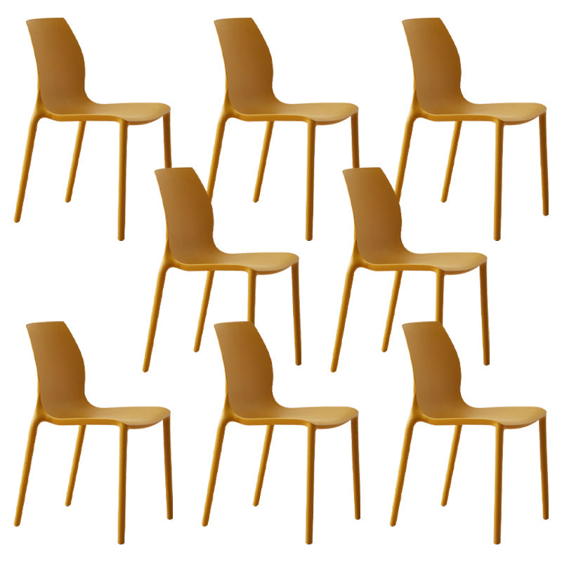 Scandinavian Armless Dining Chairs Plastic Indoor Stackable Solid Back Side Chair Yellow 8 Piece Set Clearhalo ' kitchen&dining_furn' 'Dining Chairs' 'Dining Tables & Seating' 'dining_chair' 'furn' 'furn_dining_chair' 'Furniture' 'furniture_dining_chair' 'Kitchen & Dining Furniture' 'kitchen' 3779836