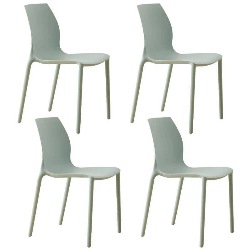 Scandinavian Armless Dining Chairs Plastic Indoor Stackable Solid Back Side Chair Sky Blue 4 Piece Set Clearhalo ' kitchen&dining_furn' 'Dining Chairs' 'Dining Tables & Seating' 'dining_chair' 'furn' 'furn_dining_chair' 'Furniture' 'furniture_dining_chair' 'Kitchen & Dining Furniture' 'kitchen' 3779838