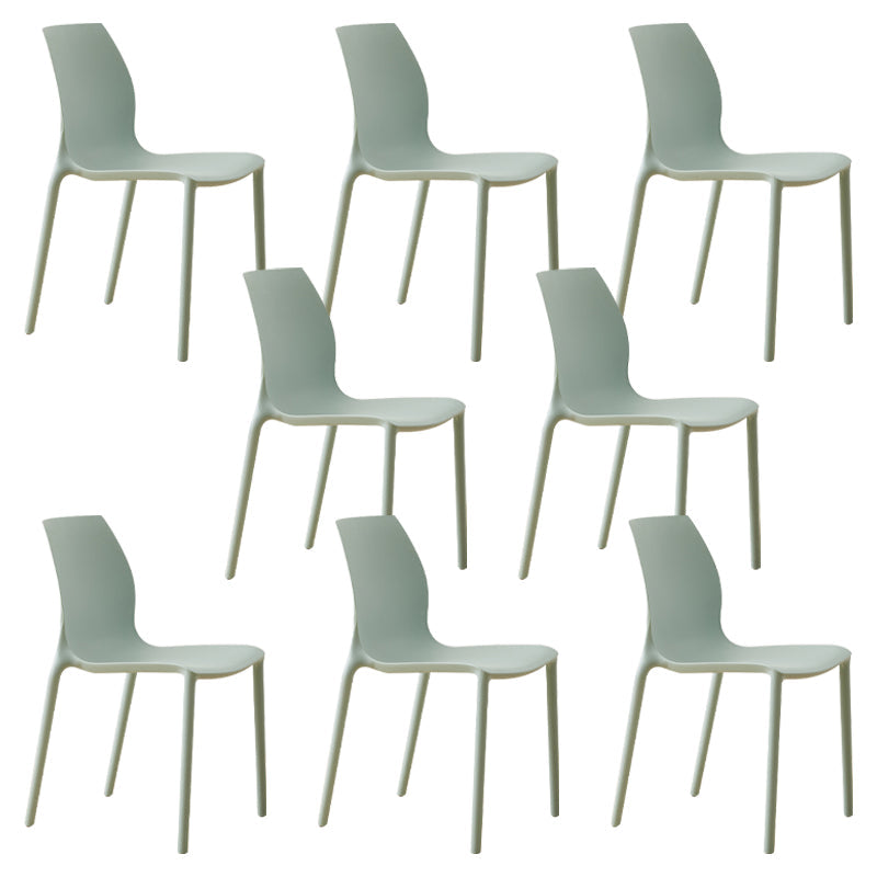 Scandinavian Armless Dining Chairs Plastic Indoor Stackable Solid Back Side Chair Sky Blue 8 Piece Set Clearhalo ' kitchen&dining_furn' 'Dining Chairs' 'Dining Tables & Seating' 'dining_chair' 'furn' 'furn_dining_chair' 'Furniture' 'furniture_dining_chair' 'Kitchen & Dining Furniture' 'kitchen' 3779840