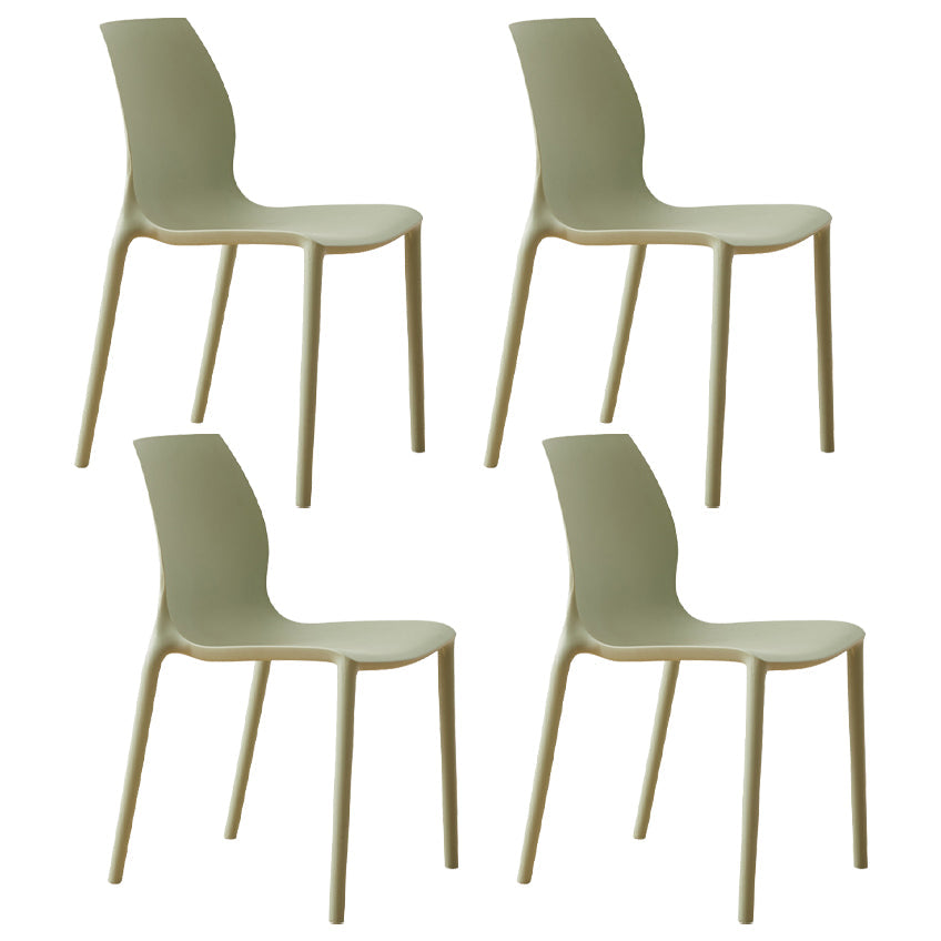 Scandinavian Armless Dining Chairs Plastic Indoor Stackable Solid Back Side Chair Lemon Green 4 Piece Set Clearhalo ' kitchen&dining_furn' 'Dining Chairs' 'Dining Tables & Seating' 'dining_chair' 'furn' 'furn_dining_chair' 'Furniture' 'furniture_dining_chair' 'Kitchen & Dining Furniture' 'kitchen' 3779842