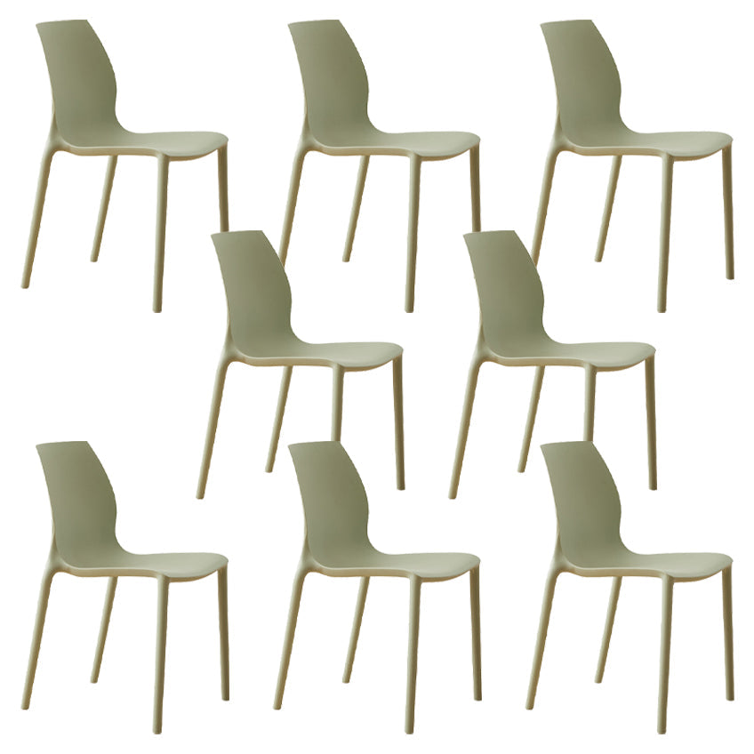 Scandinavian Armless Dining Chairs Plastic Indoor Stackable Solid Back Side Chair Lemon Green 8 Piece Set Clearhalo ' kitchen&dining_furn' 'Dining Chairs' 'Dining Tables & Seating' 'dining_chair' 'furn' 'furn_dining_chair' 'Furniture' 'furniture_dining_chair' 'Kitchen & Dining Furniture' 'kitchen' 3779844