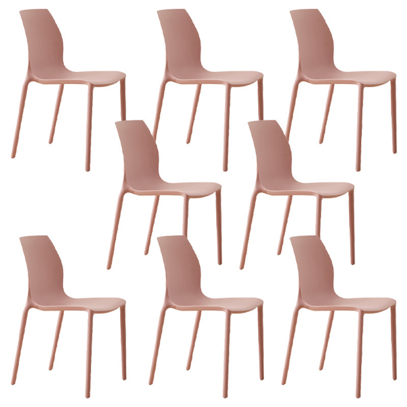 Scandinavian Armless Dining Chairs Plastic Indoor Stackable Solid Back Side Chair Nude Pink 8 Piece Set Clearhalo ' kitchen&dining_furn' 'Dining Chairs' 'Dining Tables & Seating' 'dining_chair' 'furn' 'furn_dining_chair' 'Furniture' 'furniture_dining_chair' 'Kitchen & Dining Furniture' 'kitchen' 3779846